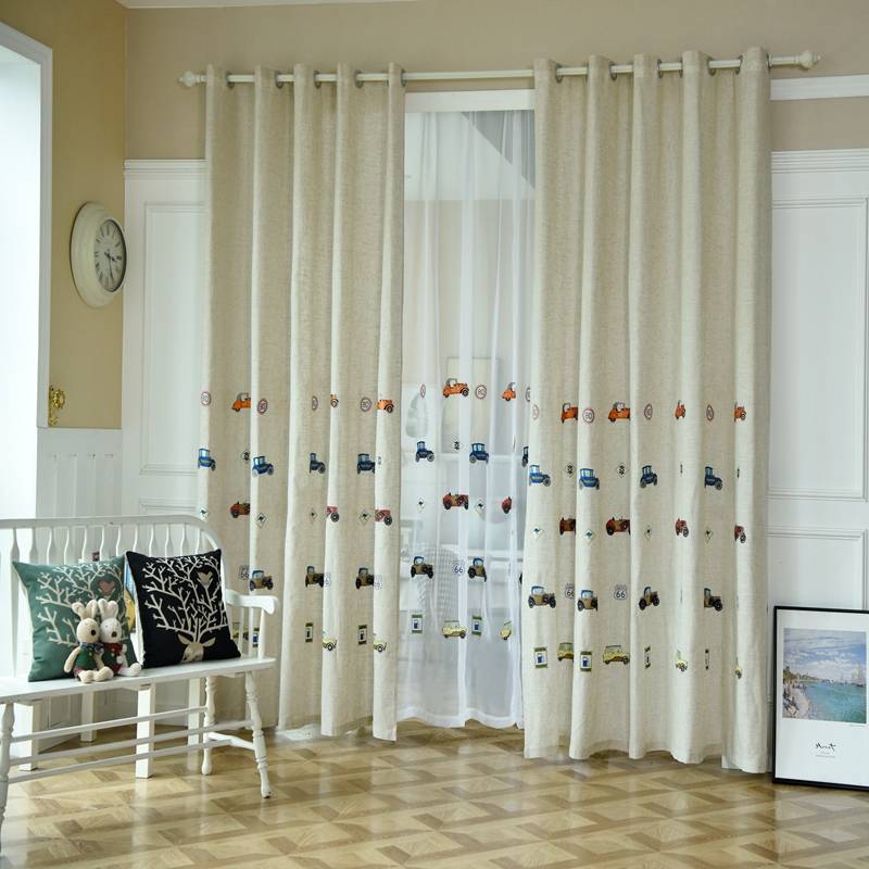 Simple and modern embroidered curtain shading thermal insulation living room curtain bedroom balcony floor curtain high -end atmosphere
