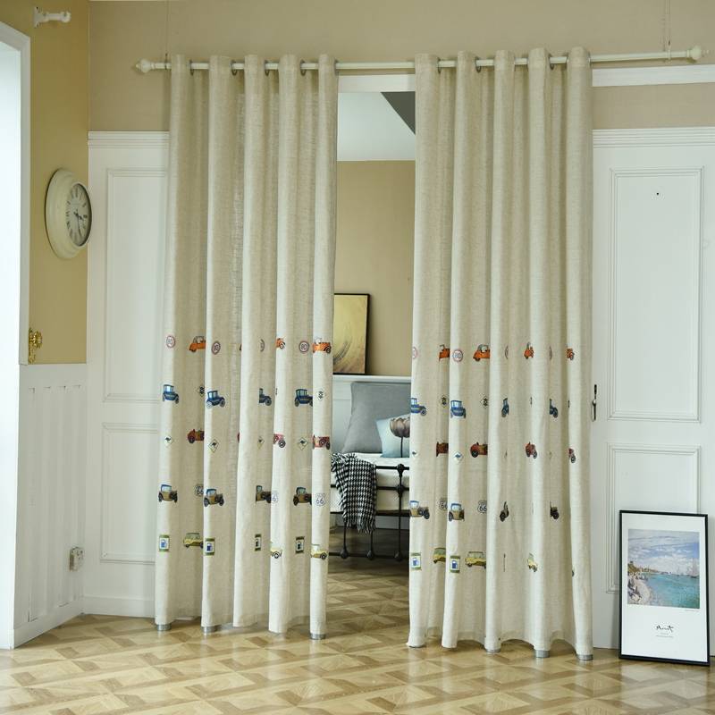 Simple and modern embroidered curtain shading thermal insulation living room curtain bedroom balcony floor curtain high -end atmosphere