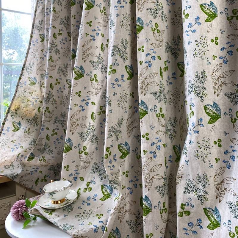 Cotton linen products curtain American rural bay window partition curtain simple Korean rural living room curtain