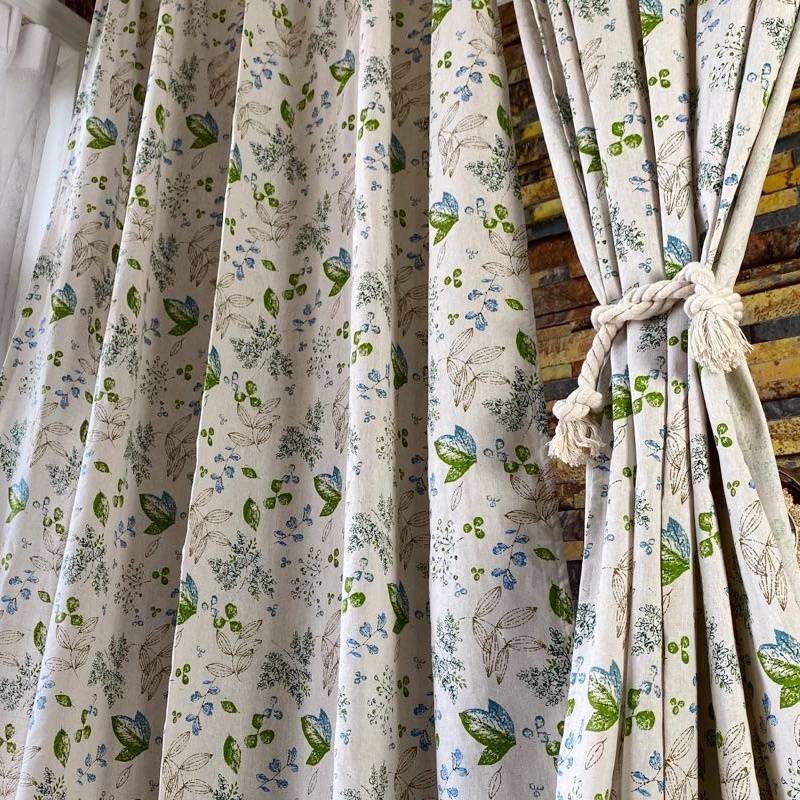 Cotton linen products curtain American rural bay window partition curtain simple Korean rural living room curtain