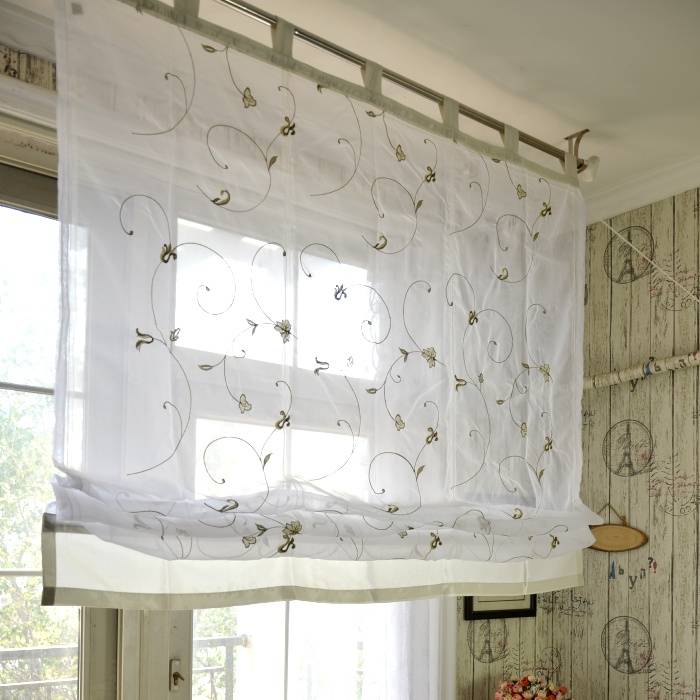 White embroidered curtain stitching partition door curtain