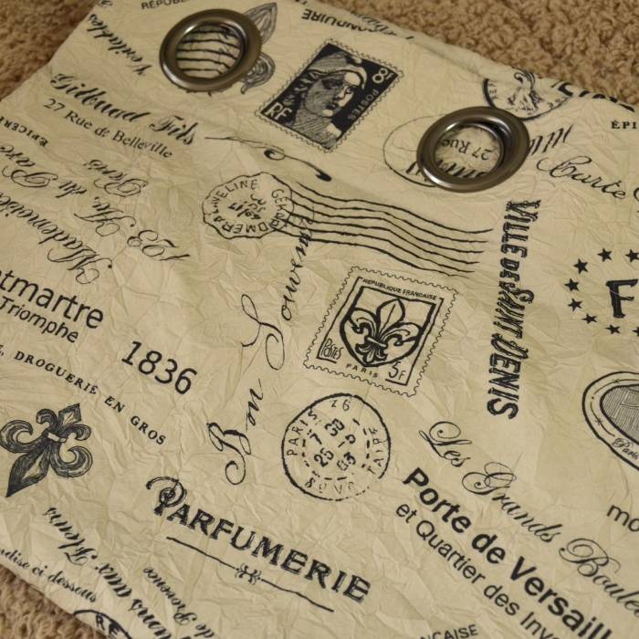 Khaki wrinkled finished art fabric curtain