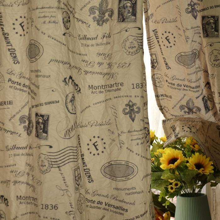 Khaki wrinkled finished art fabric curtain