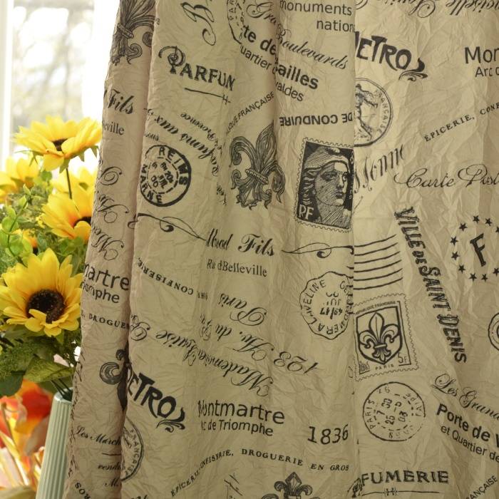 Khaki wrinkled finished art fabric curtain