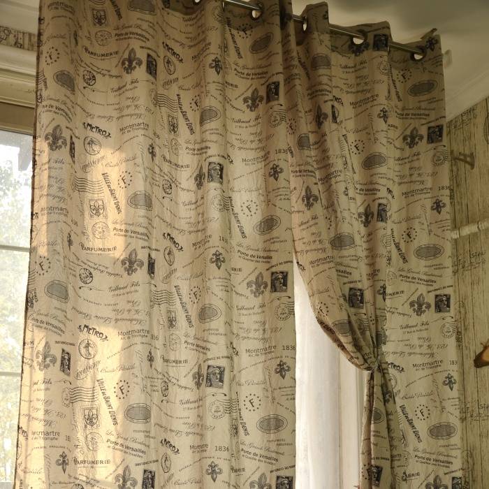 Khaki wrinkled finished art fabric curtain