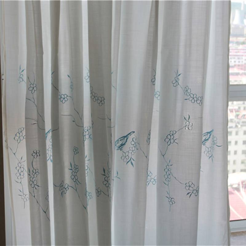 Curtain finished product new Nordic minimalist modern living room bedroom bedroom shading cloth floating curtains shading embroidered hemp cloth