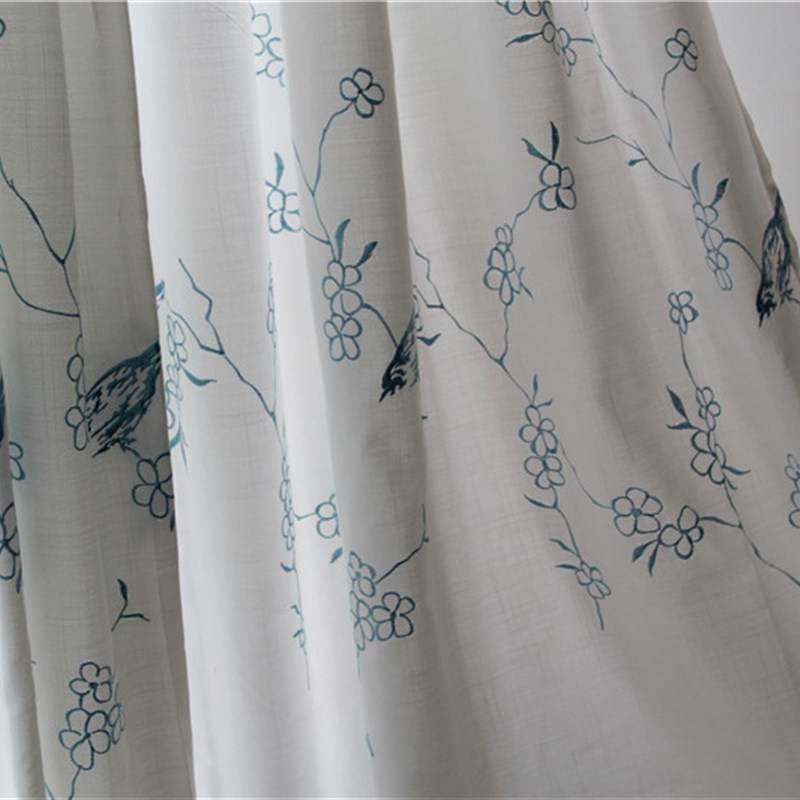 Curtain finished product new Nordic minimalist modern living room bedroom bedroom shading cloth floating curtains shading embroidered hemp cloth