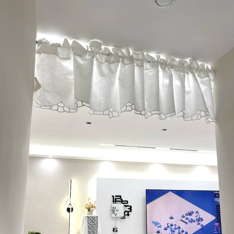 Japanese -style white pure cotton half -curtain coffee curtain bedroom curtain