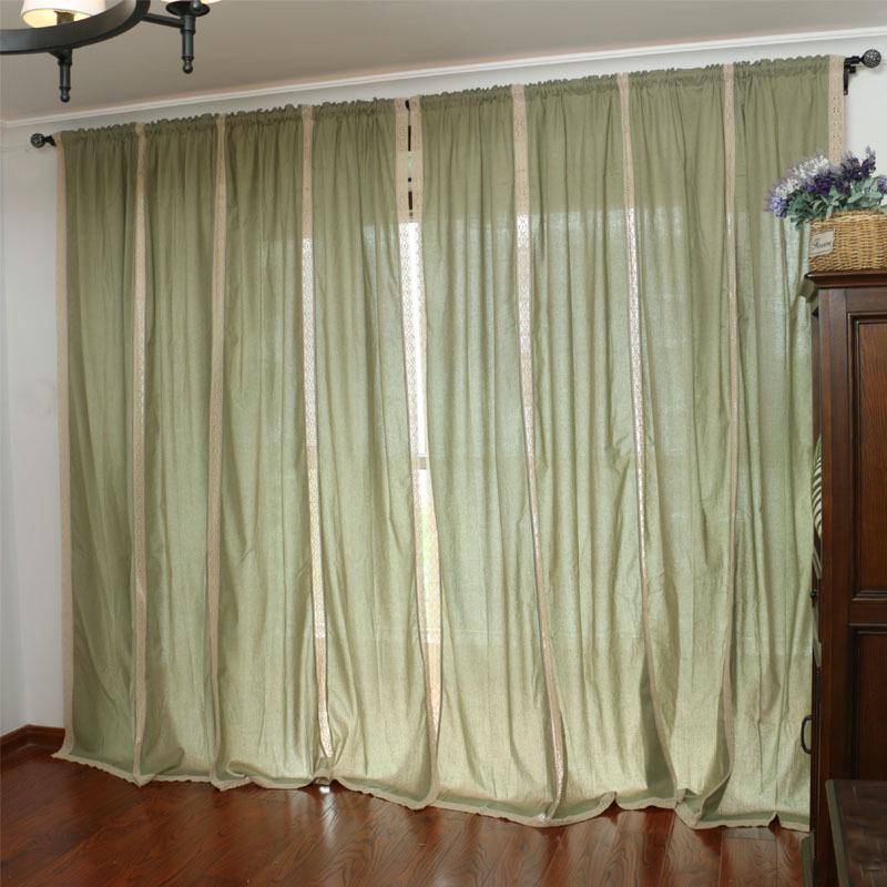 Cotton and linen splicing American rural garden green curtain living room bedroom bedroom balcony half -shading can be customized retro