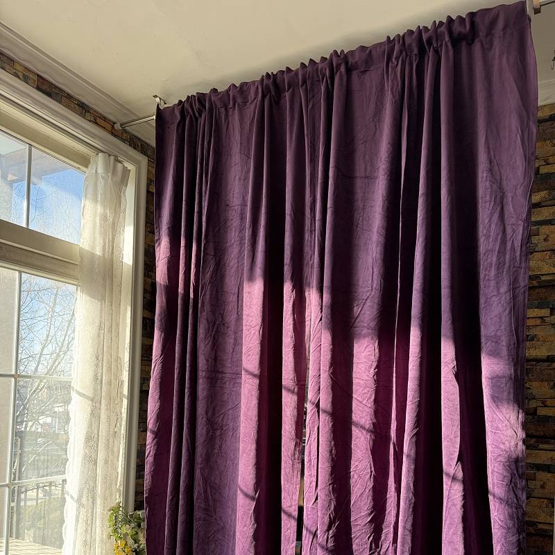 Purple thick finished curtain