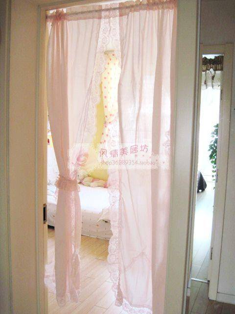 Original innovative lace nail flower door curtain finished curtain curtain princess room bay window shading partition