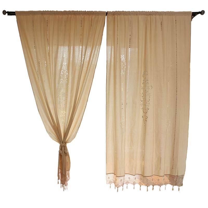 Finished American retro French cotton and linen semi -shading curtain Chinese transmittance in the bedroom living room balcony