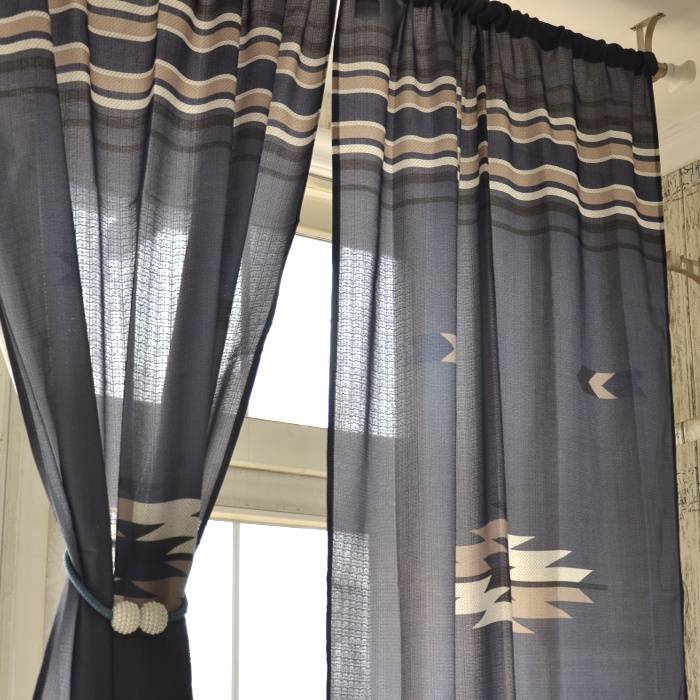 Finished geometric graphic stripes fabric bay window partition curtain