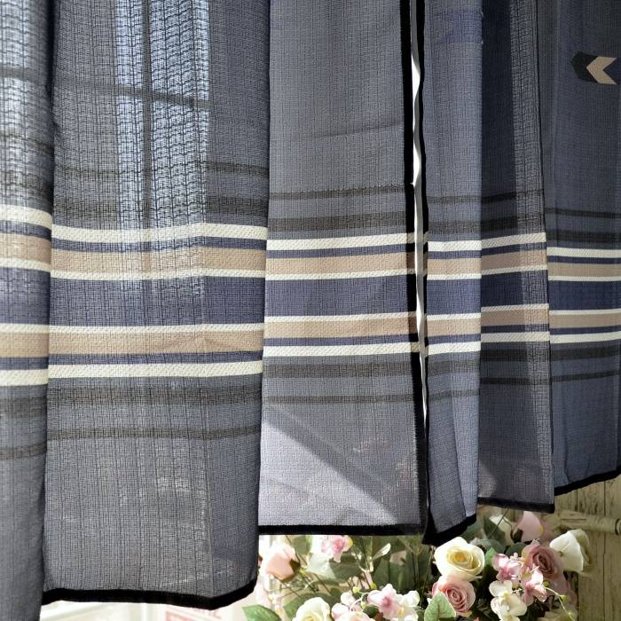 Finished geometric graphic stripes fabric bay window partition curtain