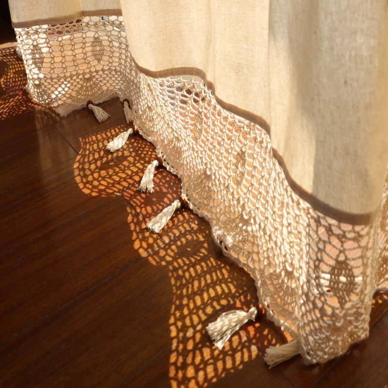 Retro cotton and linen Chinese -style style optical light passenger hall balcony curtains