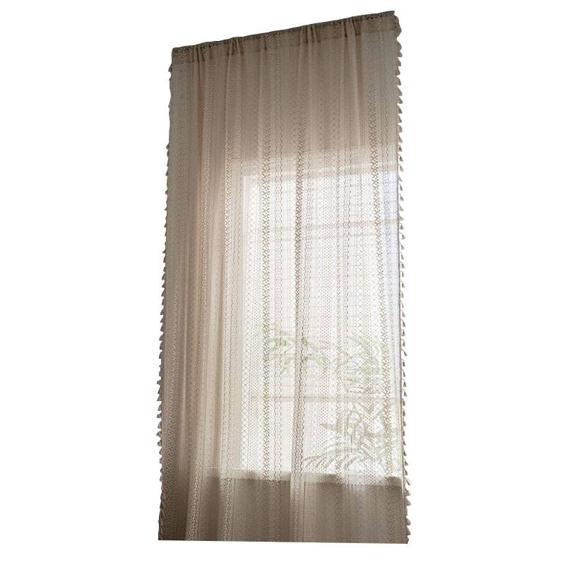 Bay window screen curtains free of punching and installation of beige hook needles