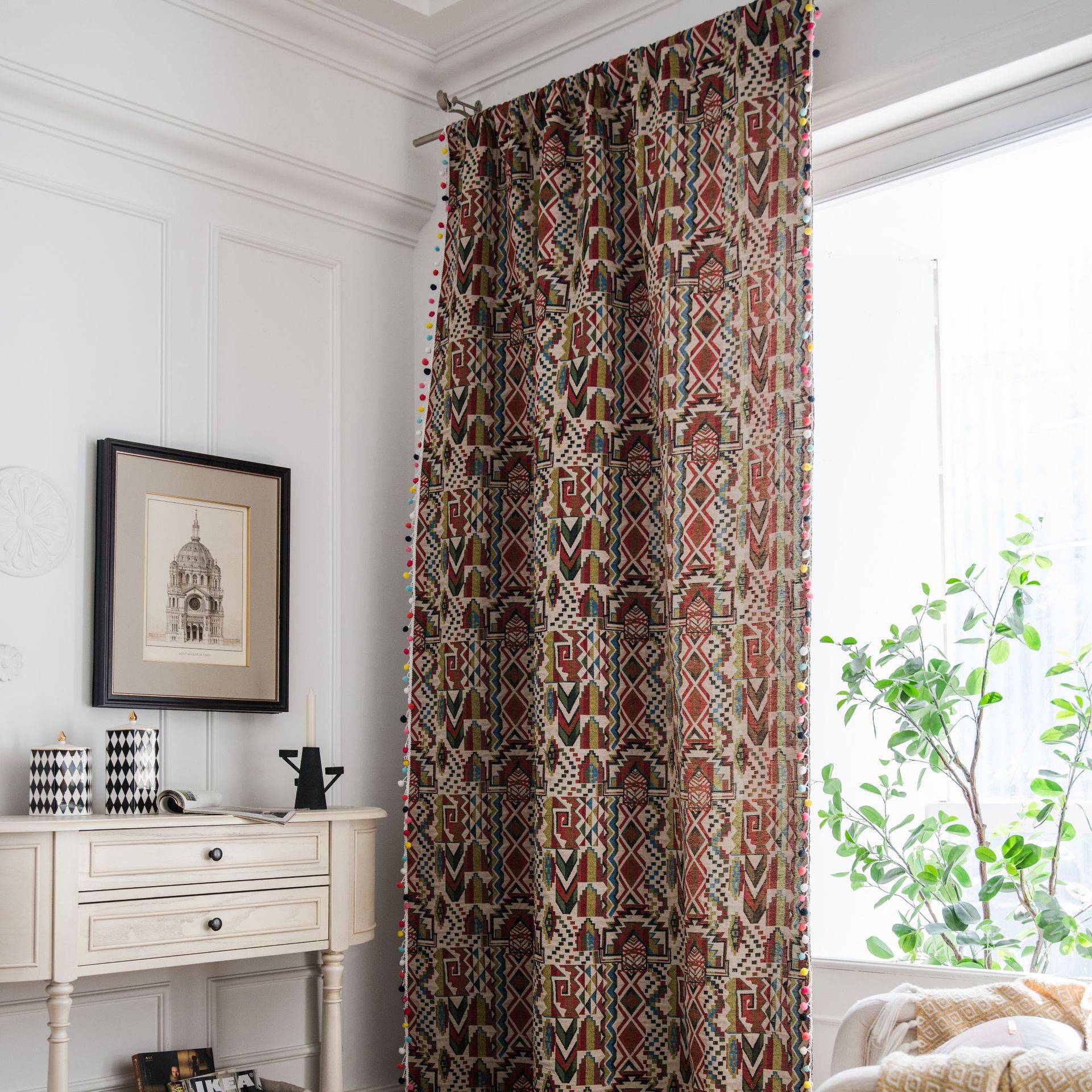 Persian color weaving flower decorative fabric curtain
