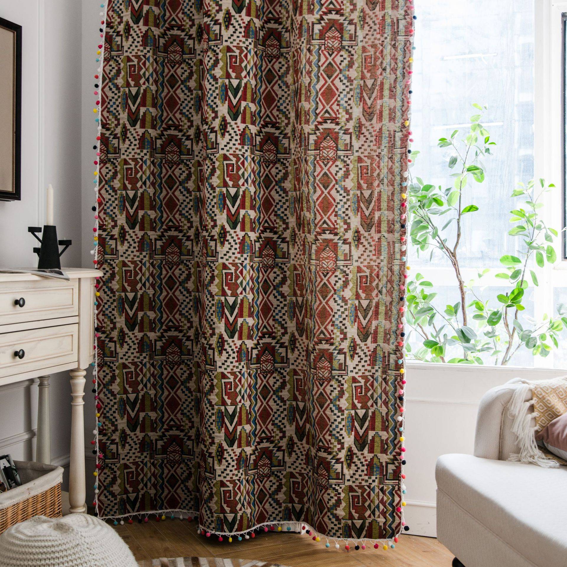 Persian color weaving flower decorative fabric curtain