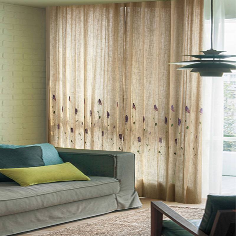 Export simplicity Modern embroidery curtain finished semi -shading bedroom balcony bay window linen linen embroidery hook rod