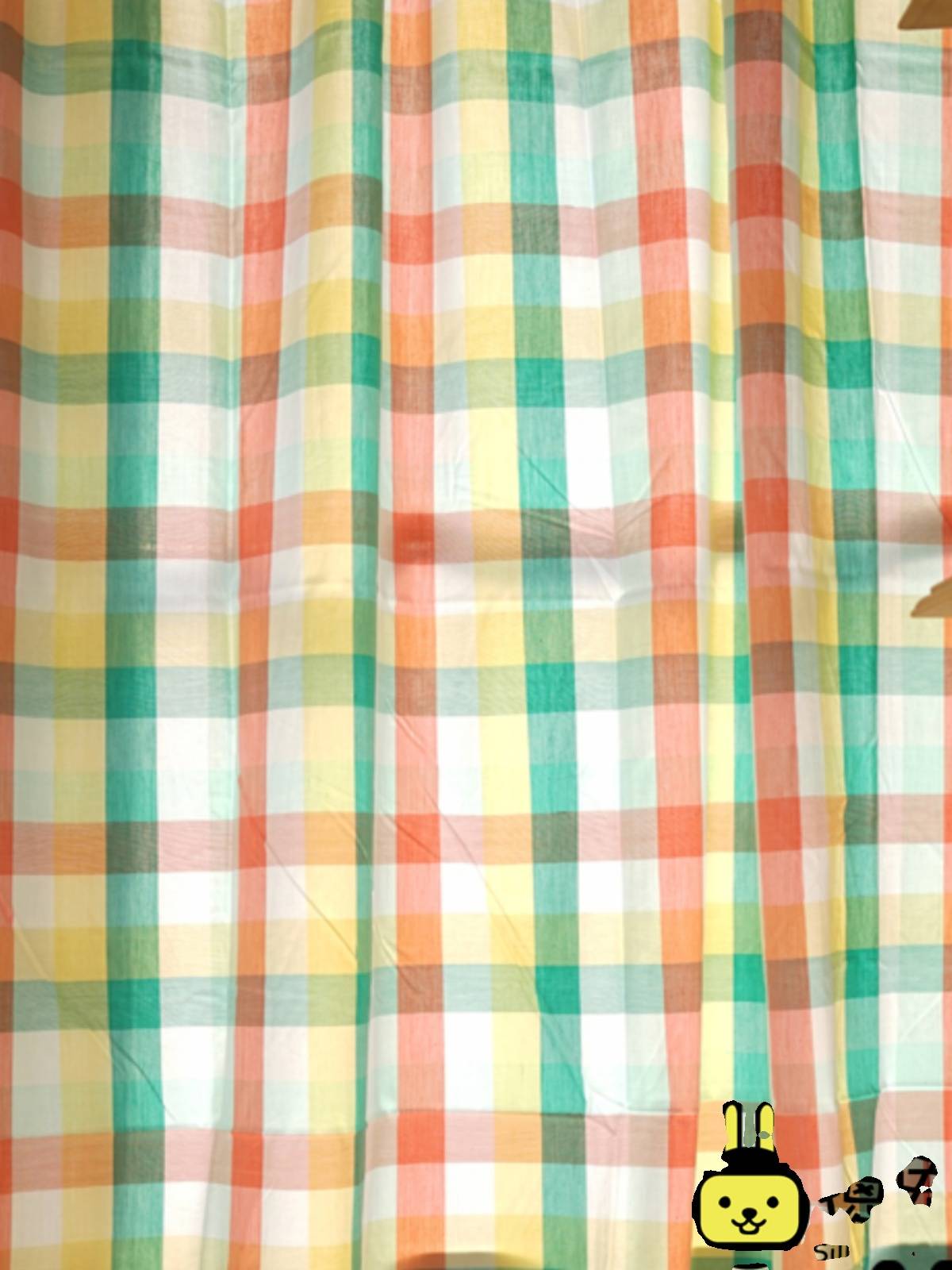 Half -shading Children's Rooth Green Plaid Japanese -style Wind Curtain