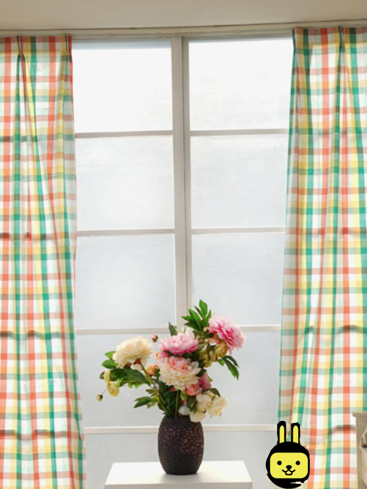 Half -shading Children's Rooth Green Plaid Japanese -style Wind Curtain