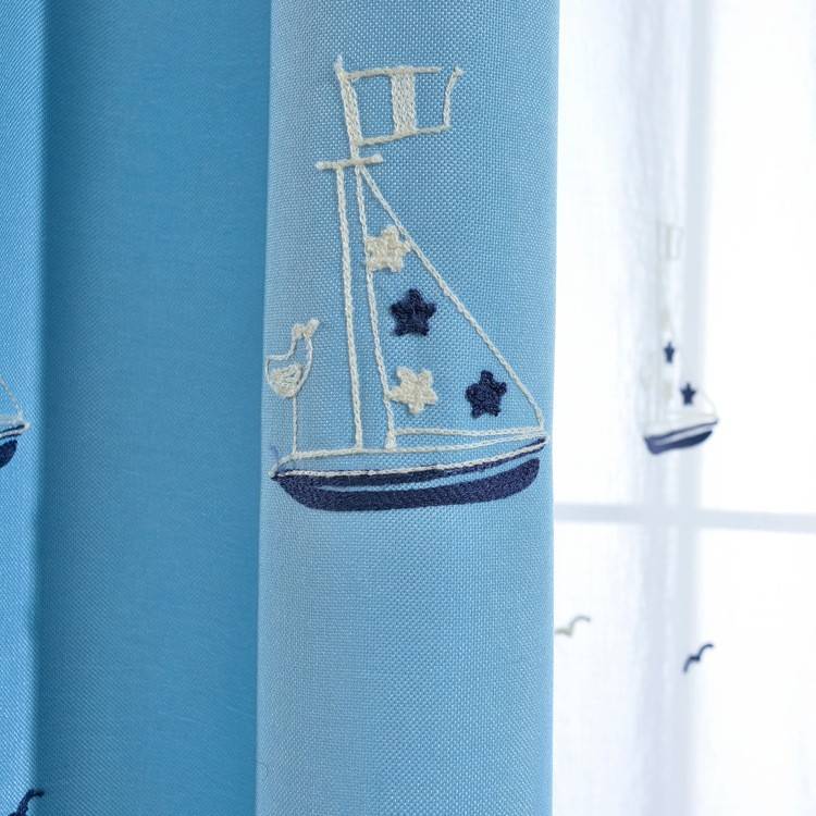 Qian's Mediterranean Wind Sailing Blue Curtain