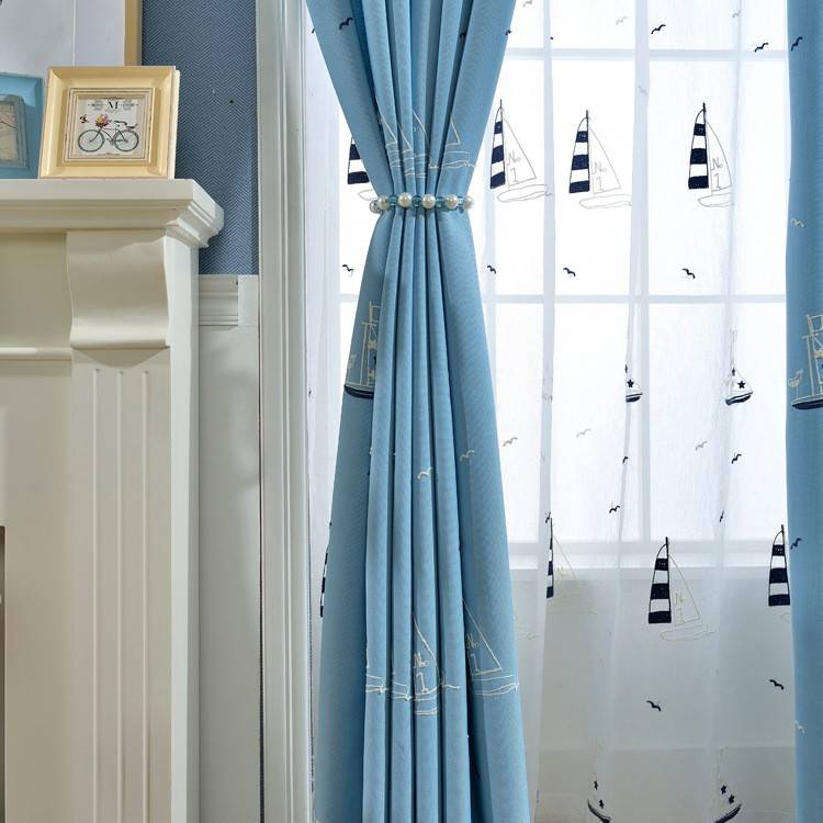 Qian's Mediterranean Wind Sailing Blue Curtain