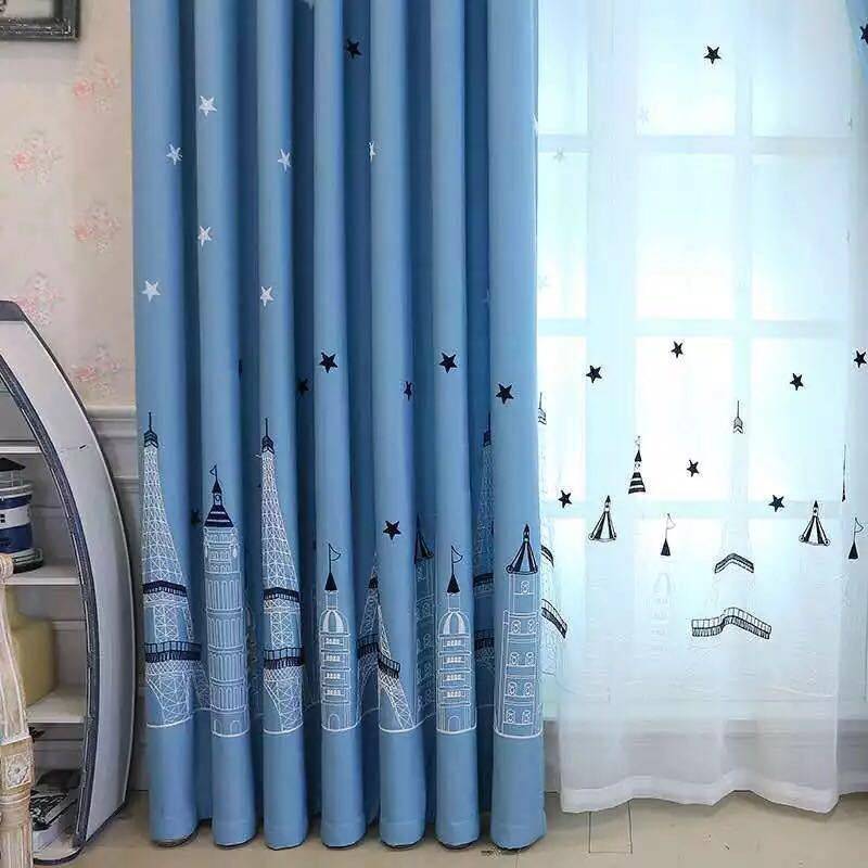 Qian's Mediterranean Wind Sailing Blue Curtain