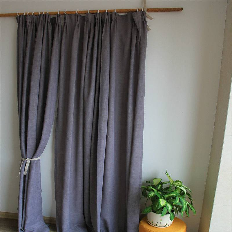 Curtain finished northern European minimalist living room bedroom bedroom sunscreen shading cloth thickened gray linen
