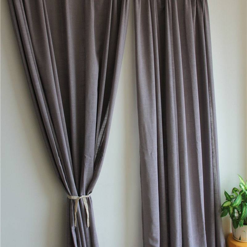 Curtain finished northern European minimalist living room bedroom bedroom sunscreen shading cloth thickened gray linen
