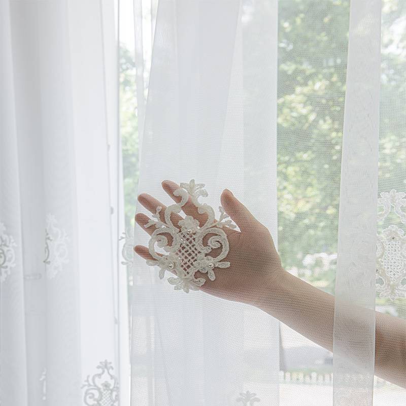New product cross -border European -style Light luxury living room balcony bedroom retro embroidery curtain cloth screen curtain window screen