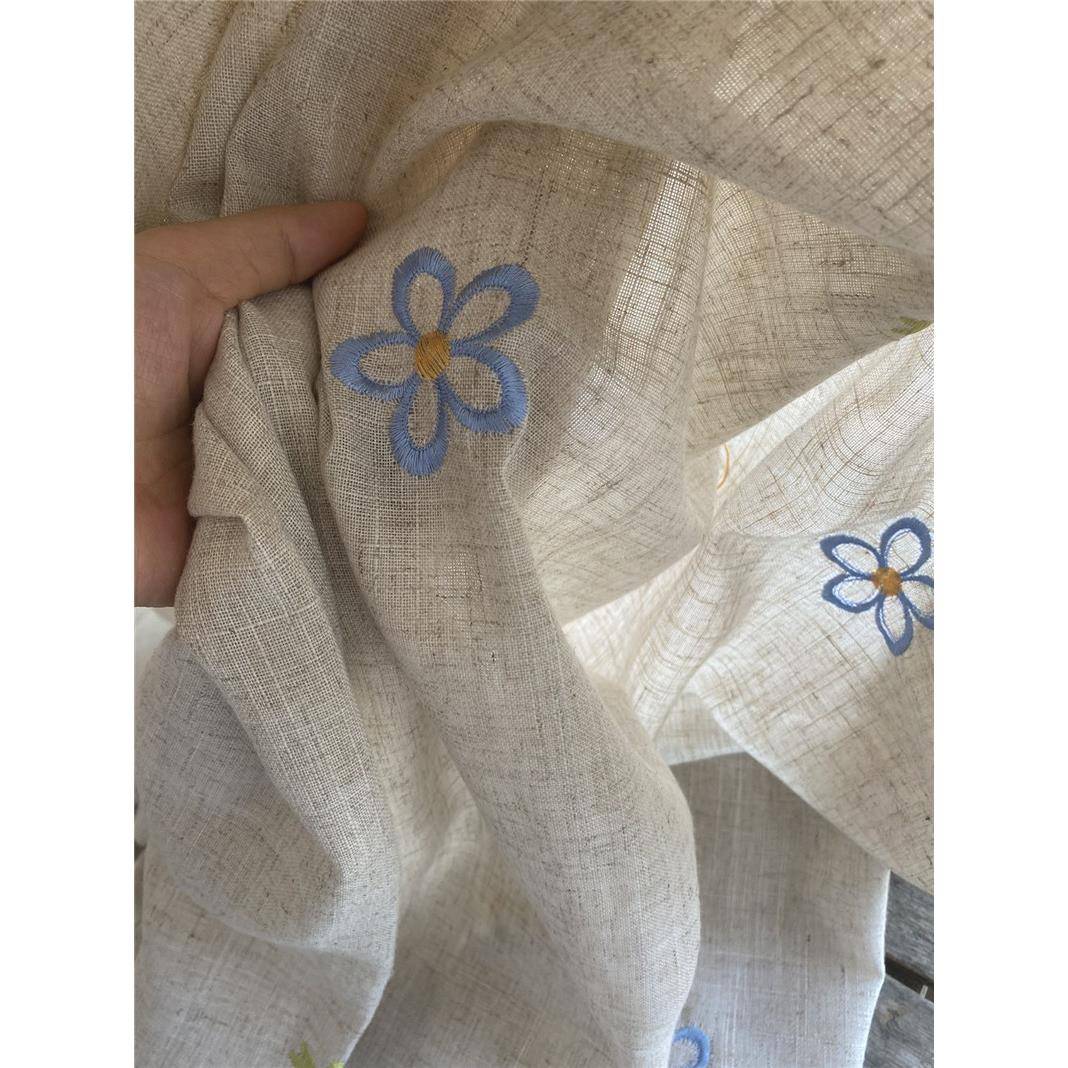 Curtain finished product embroidery simple hook model embroidered aneal cloth living room bedroom floor -to -ceiling window shading can be customized