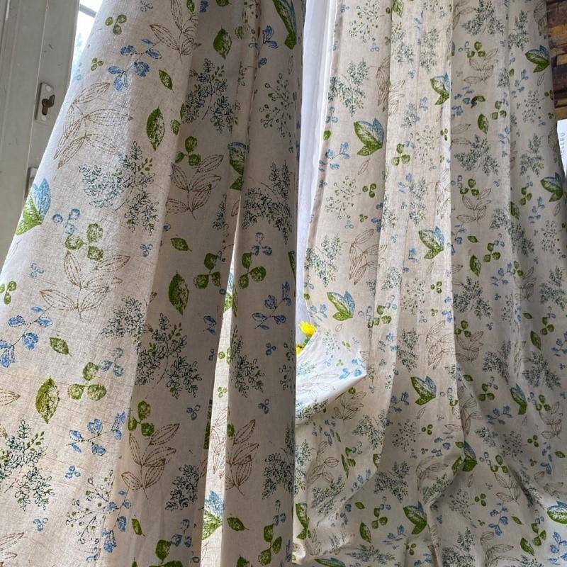 American rural cotton linen flax finished curtain bay window partition curtain simple Korean rural living room curtain