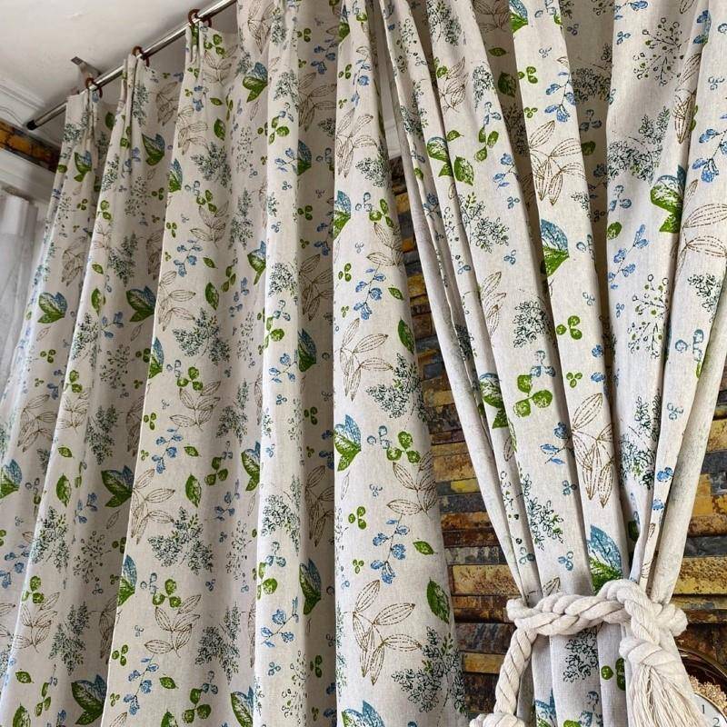 American rural cotton linen flax finished curtain bay window partition curtain simple Korean rural living room curtain