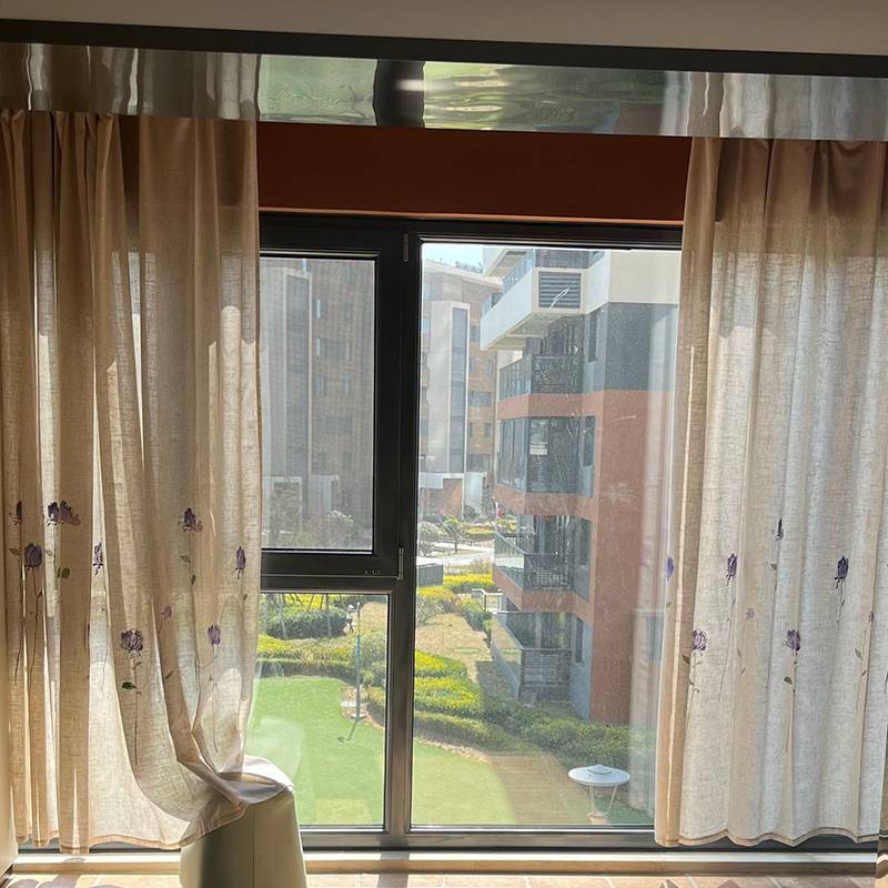 New product export simple modern embroidered curtain finished semi -shading bedroom balcony balcony latch embroidery hanging