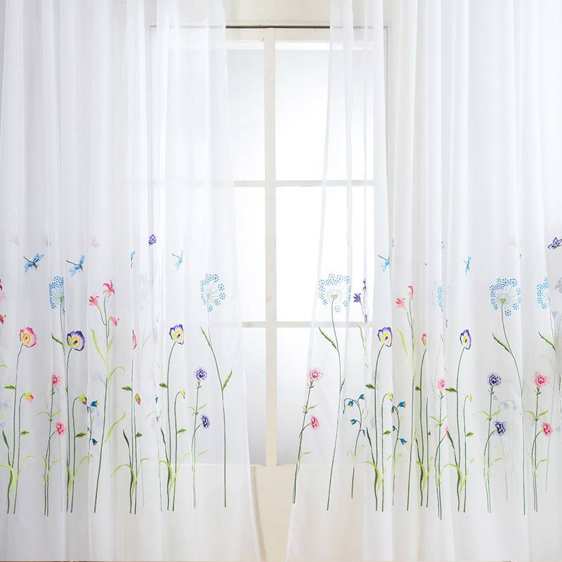 Custom exit curtain screen curtain embroidery embroidery half -shading, bay window finished window screen hook type simple modern