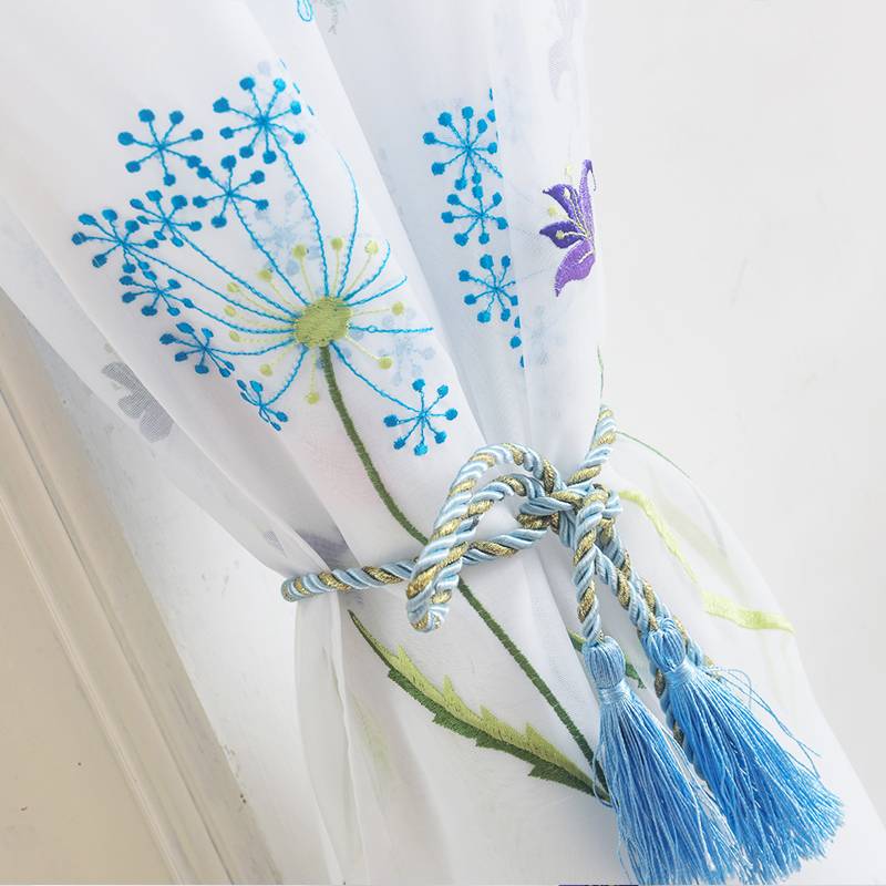 Custom exit curtain screen curtain embroidery embroidery half -shading, bay window finished window screen hook type simple modern
