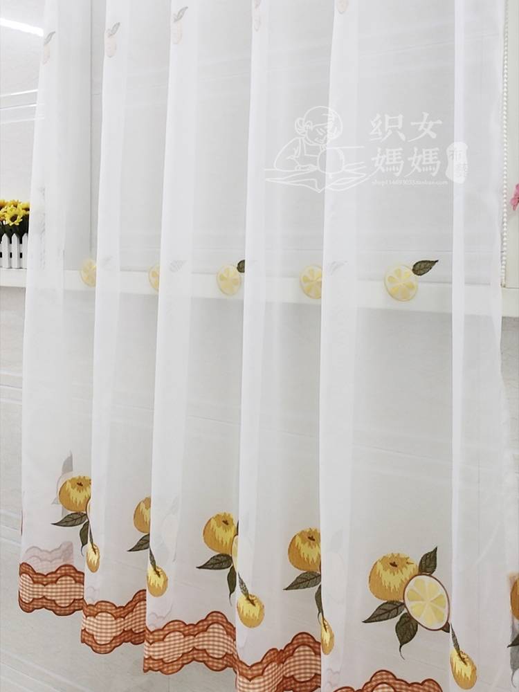 curtain orange fruit show small curtain baying window partition bedroom short curtain half curtain curtain