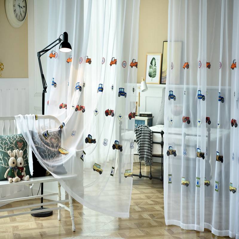 Balcony yarn finished curtain fabric simplicity Modern shading living room bedroom bedroom baying half curtain customized special offer
