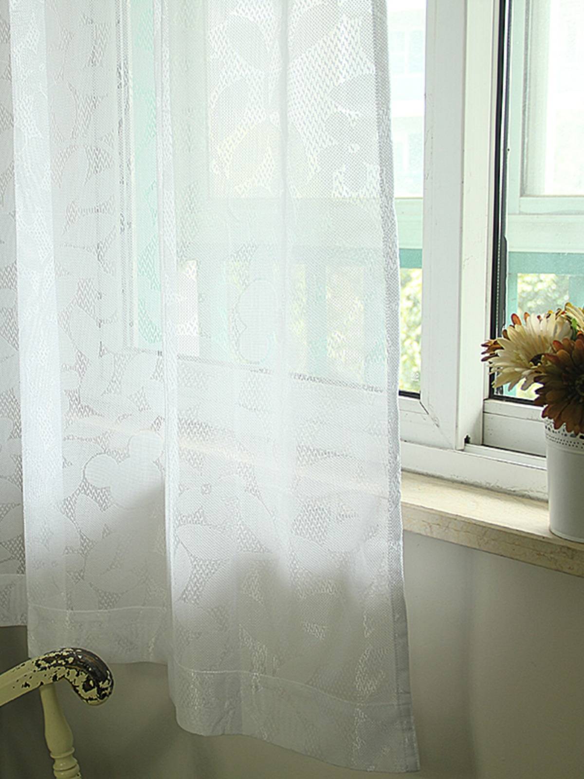 White screen curtain outlet Short curtain Japanese -style window screen carving