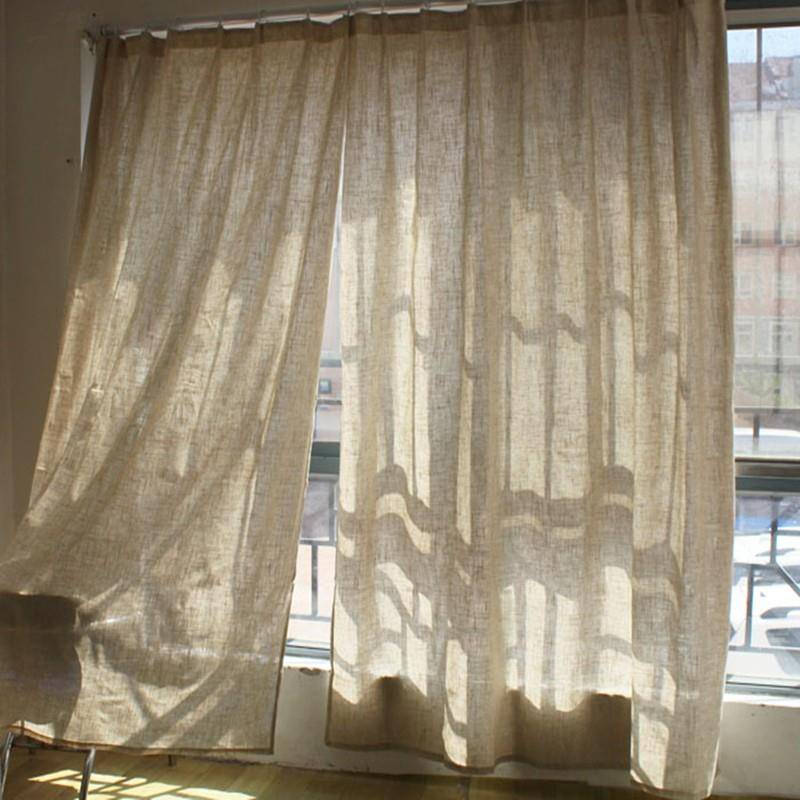 Treatment of export finished curtain curtain half -shading curtain balcony bedroom Baying window baying linen lines of solid color simple special offer