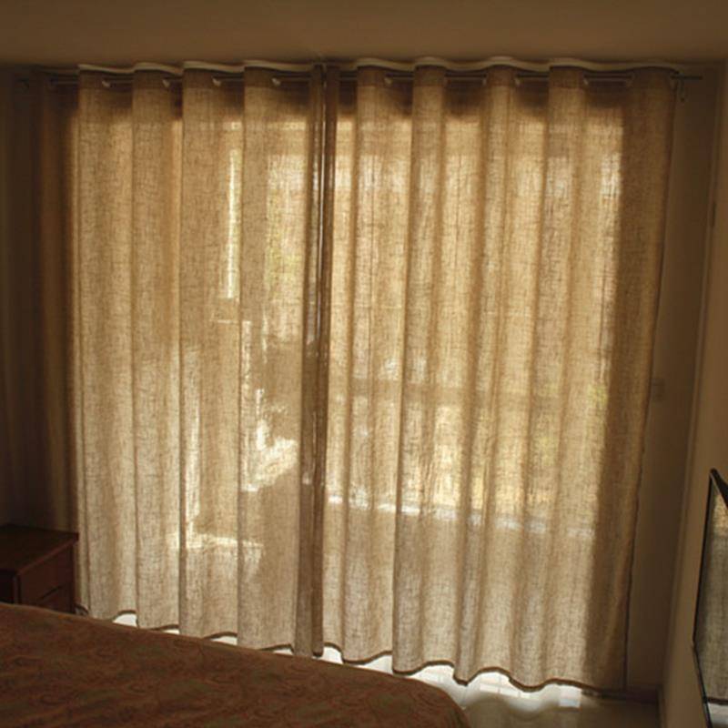 Treatment of export finished curtain curtain half -shading curtain balcony bedroom Baying window baying linen lines of solid color simple special offer