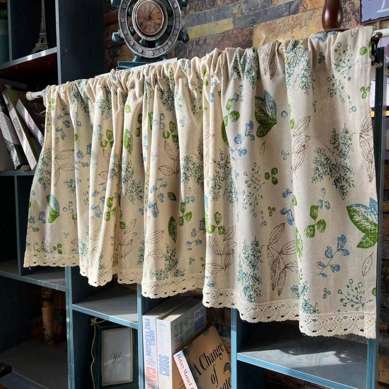 Blocking American rural cotton and linen fabric curtain