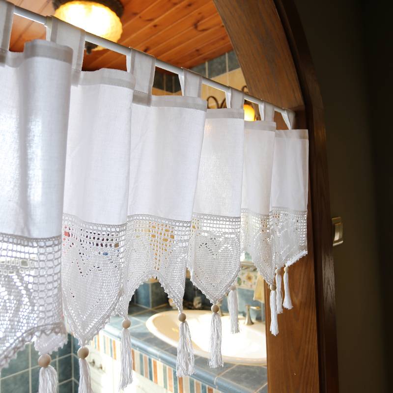 Iris Township Brigade Pure White Cotton Crusher Short Curtain Curtain Curtain American Half Curtain Point Perseverass Coffee Coffee curtain