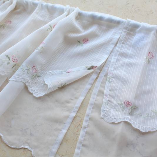 Speed with buds to put the finished garden curtain double -layer coffee curtain kitchen curtain half curtain cabinet curtain penetration