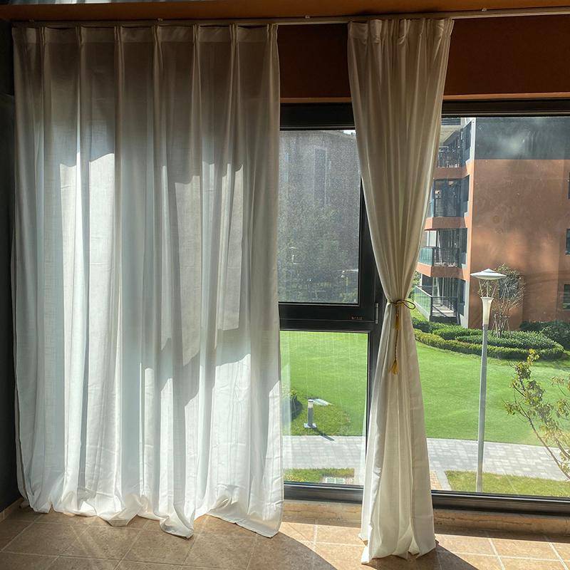 Treatment of finished curtains White half -shading bamboo linker hook living room balcony bedroom can be customized and simple