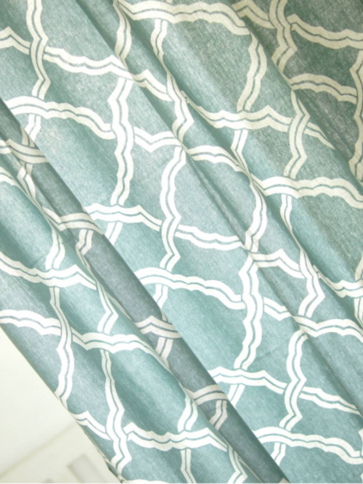 Blue cotton and linen geometric printed Japanese style wind curtain