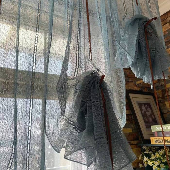 Pure color finished fan -shaped Korean style rising curtain