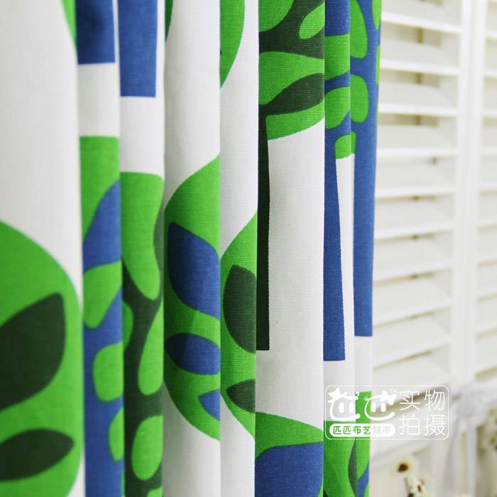 Nordic high -end all -cotton small fresh cloth, garden green curtain living room bedroom Flooring children finished products I.