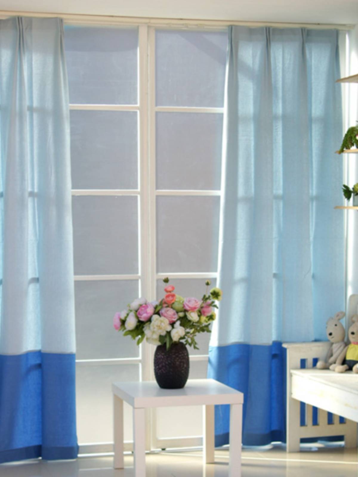Mediterranean style linen stitching semi -shading curtain
